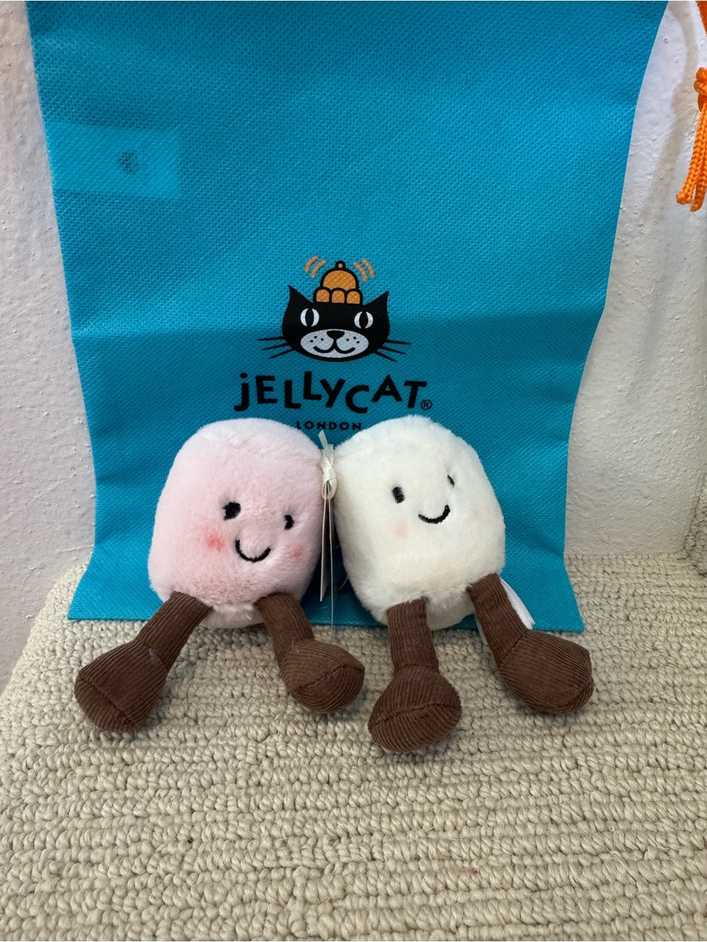 Jellycat Amuseables Pink & White Marshmallows Plush Pair NWT A6MPW